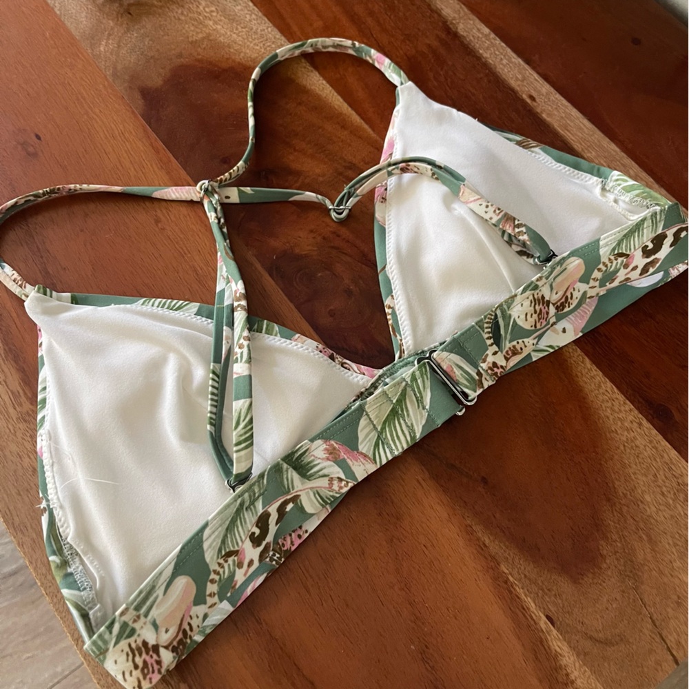 H&M green tropical print triangle bikini top - Picture 7 of 11